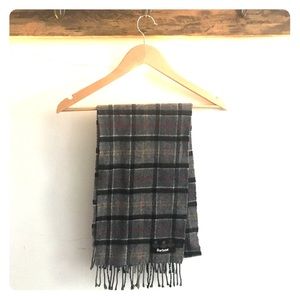 Authentic Barbour Tartan Lambswool Scarf - Grey.